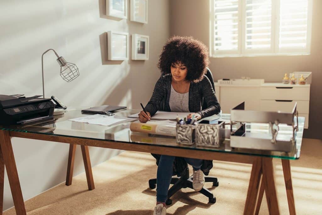 woman at desk