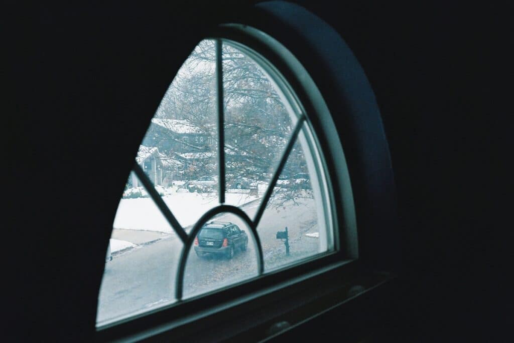 custom window overlooking snowy winter window